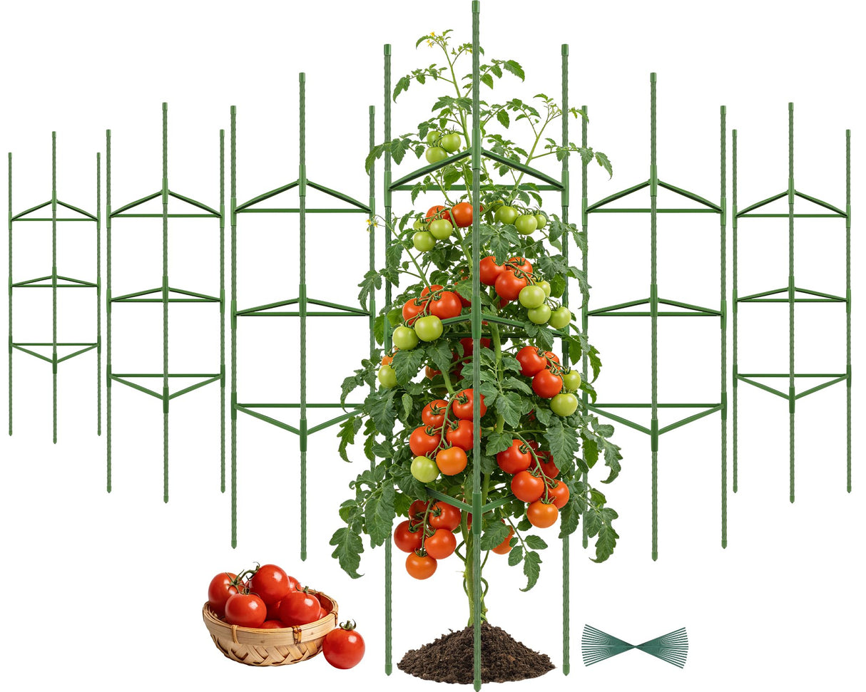 Tegarbed 6 Pack 48 Inch Tomato Cages for Garden Plant Supports