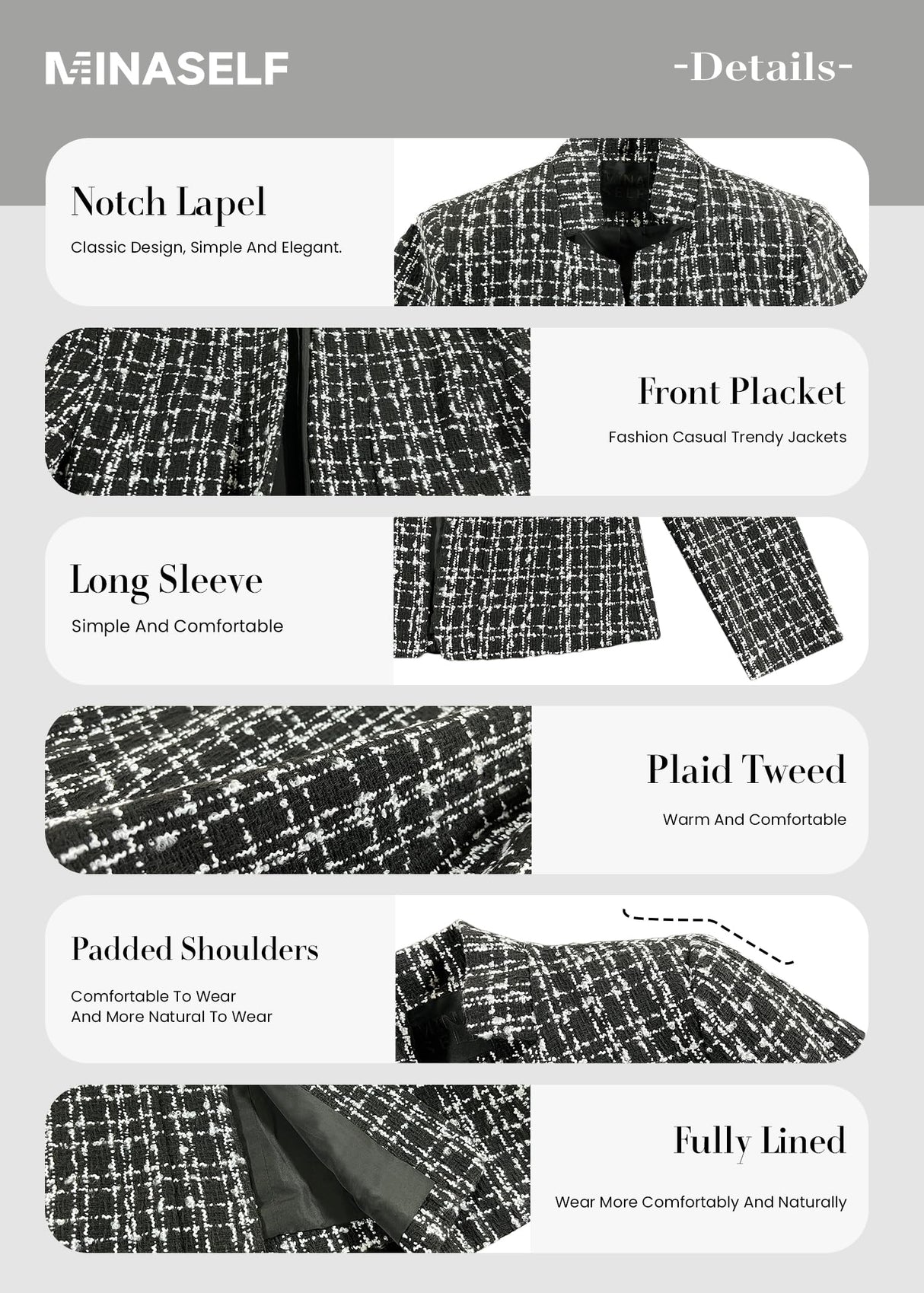 Mina Self Cardigan Sweaters Sweater Blazer Jacket For Women 2025 Black Winter Womens Velvet Blazers Christmas Party Nye New Years Eve Clothes Outfits Cute Ladies Casual Lightweight Women's Jackets