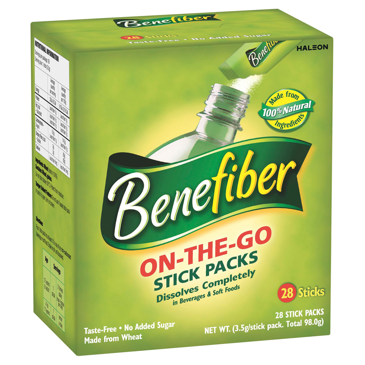 Benefiber Natural Fibre Supplement On-The-Go Stick 28 Pack