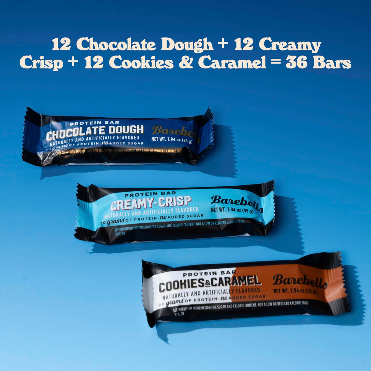 Barebells Starter Pack (3 Mix Pack) – 36 Total Bars, High Protein Snacks, with 20g Protein & No Added Sugar – On-the-Go Breakfast or Post-Workout Treat, Cookies and Caramel, Creamy Crisp, Brownie Dough
