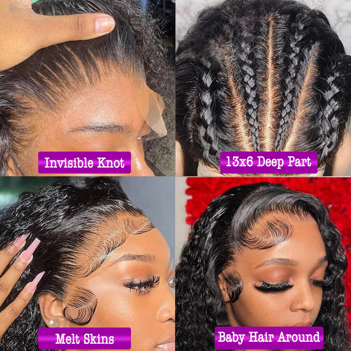 GHOLE 30 Inch 250 Density HD Lace Front Wigs Human Hair 13X6 Deep Wave Lace Front Wigs Human Hair Pre Plucked Deep Wave Wig Curly Human Hair Wig for Women HD Lace Frontal Wig Natural Black