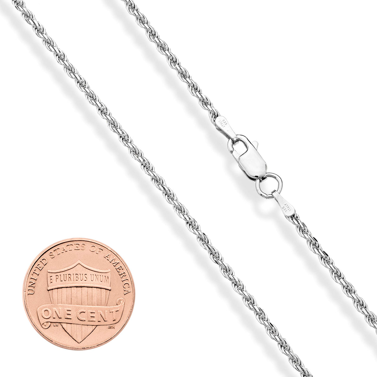 Miabella Italian 925 Sterling Silver 2mm 3mm Rope Chain Necklace Men Women
