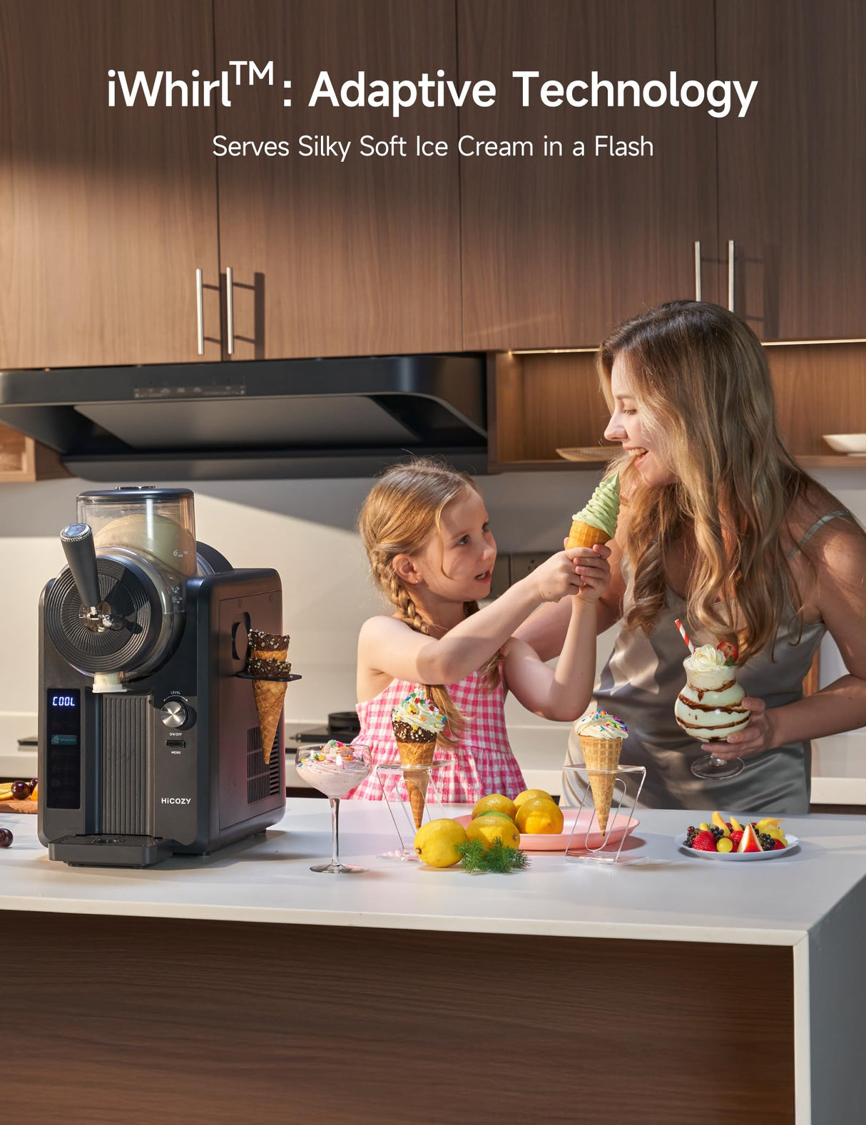 HiCOZY F3 Slushie Machine & Soft Serve Ice Cream Machine, No Ice Needed, Self-Cleaning, 5 Presets for Soft Serve, Frozen Drink, Milk Shake, Margaritas, Frappés and More