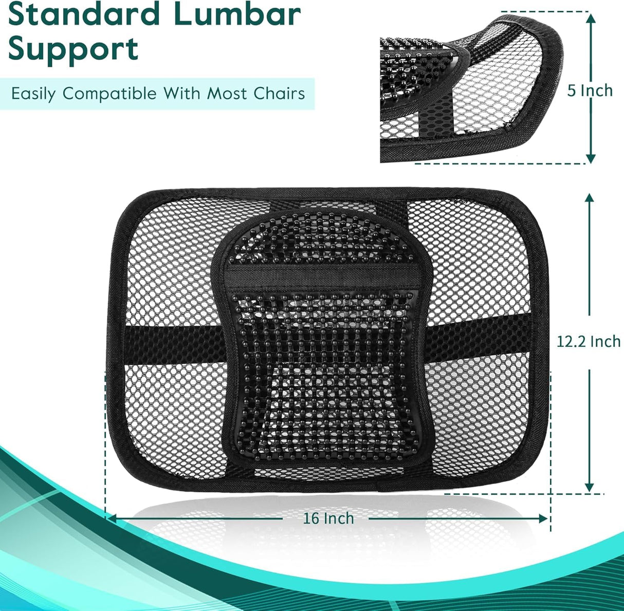 Samyoung Mesh Back Lumbar Support, Back Support Seat Cushion with Breathable Mesh for Office Chairs Car 12โ x 16โ