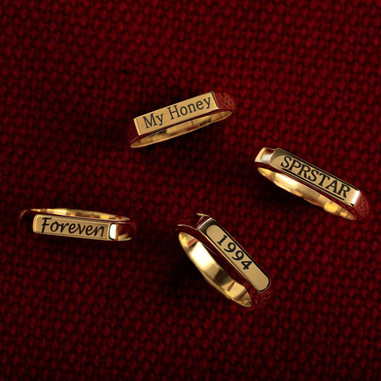 Custom Signet Rings for Women, Engraved Name Rings with Roman Numerals