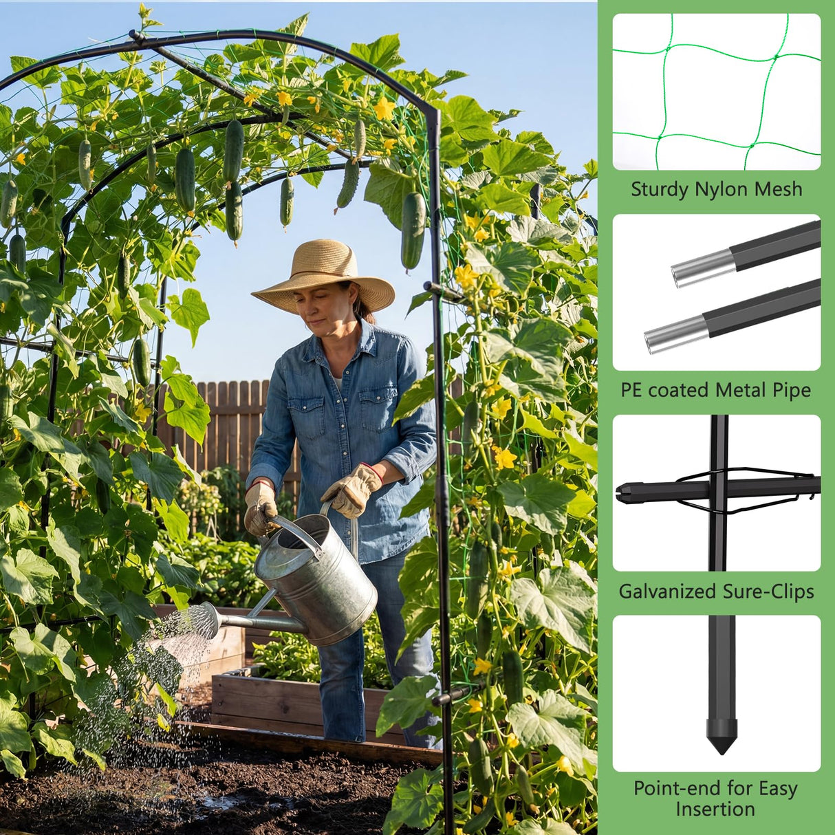 DoCred Garden Arch Trellis, 87''H x 75''L Metal Trellis for Climbing Plants
