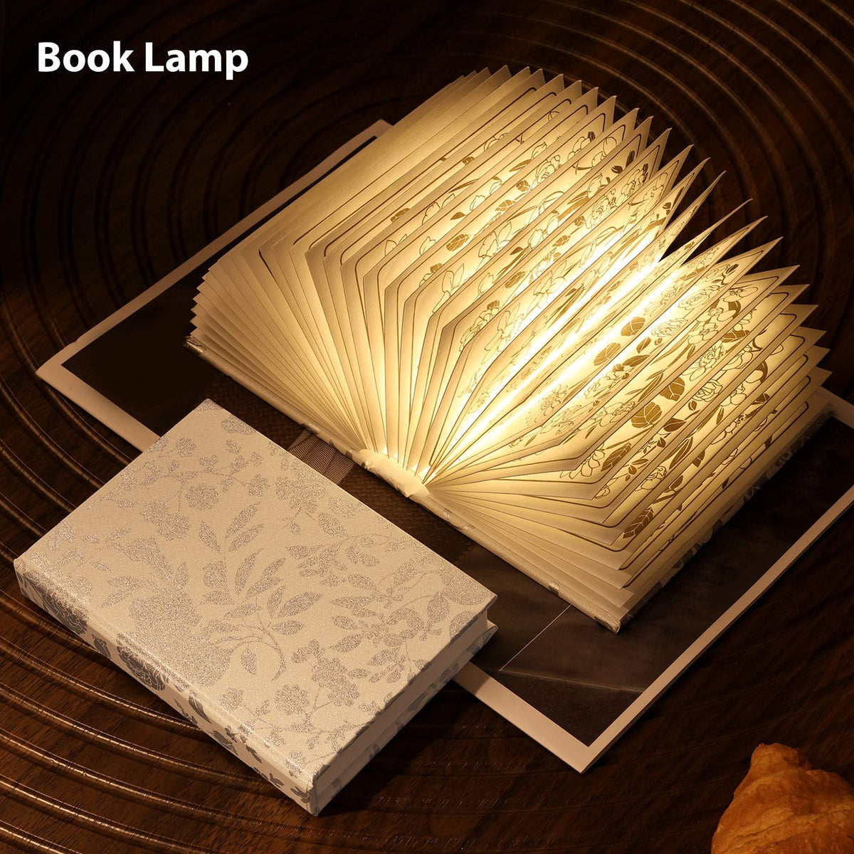 ZBOLE Book Lover Gift, Folding Book Lamp Decor, Portable Print Book Light