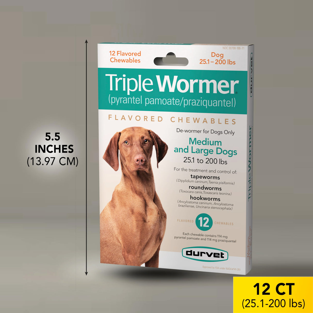 2 Pack Durvet Triple Wormer for Medium and Large Dogs