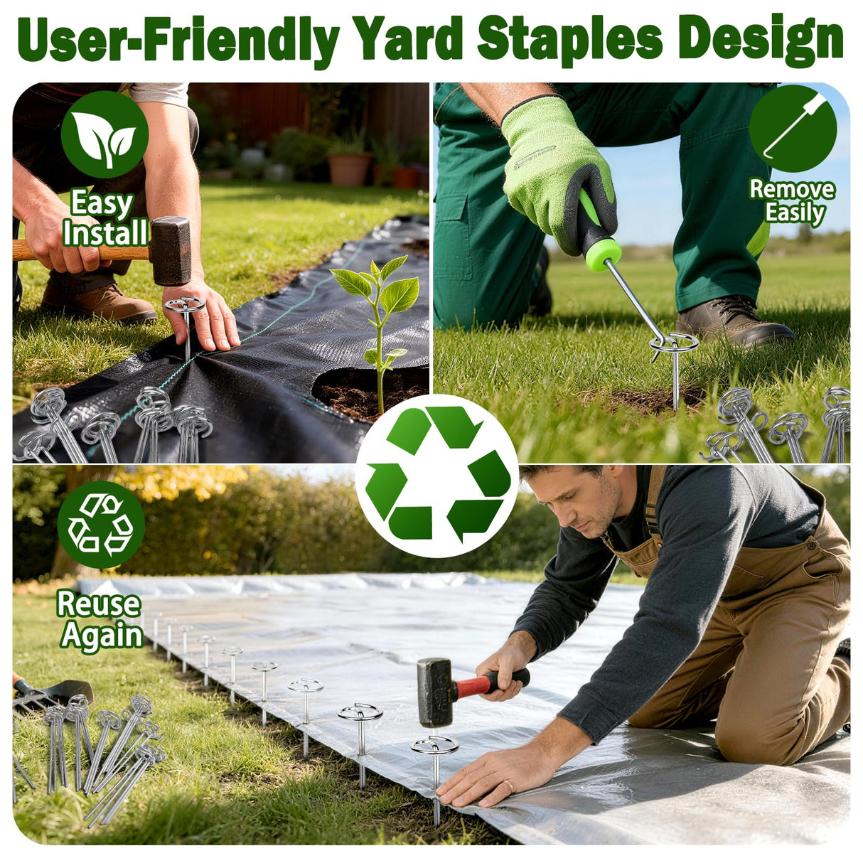 GESTONE 150 PCS Landscape Fabric Staples Stakes, 6 inch Weed Barrier Pins
