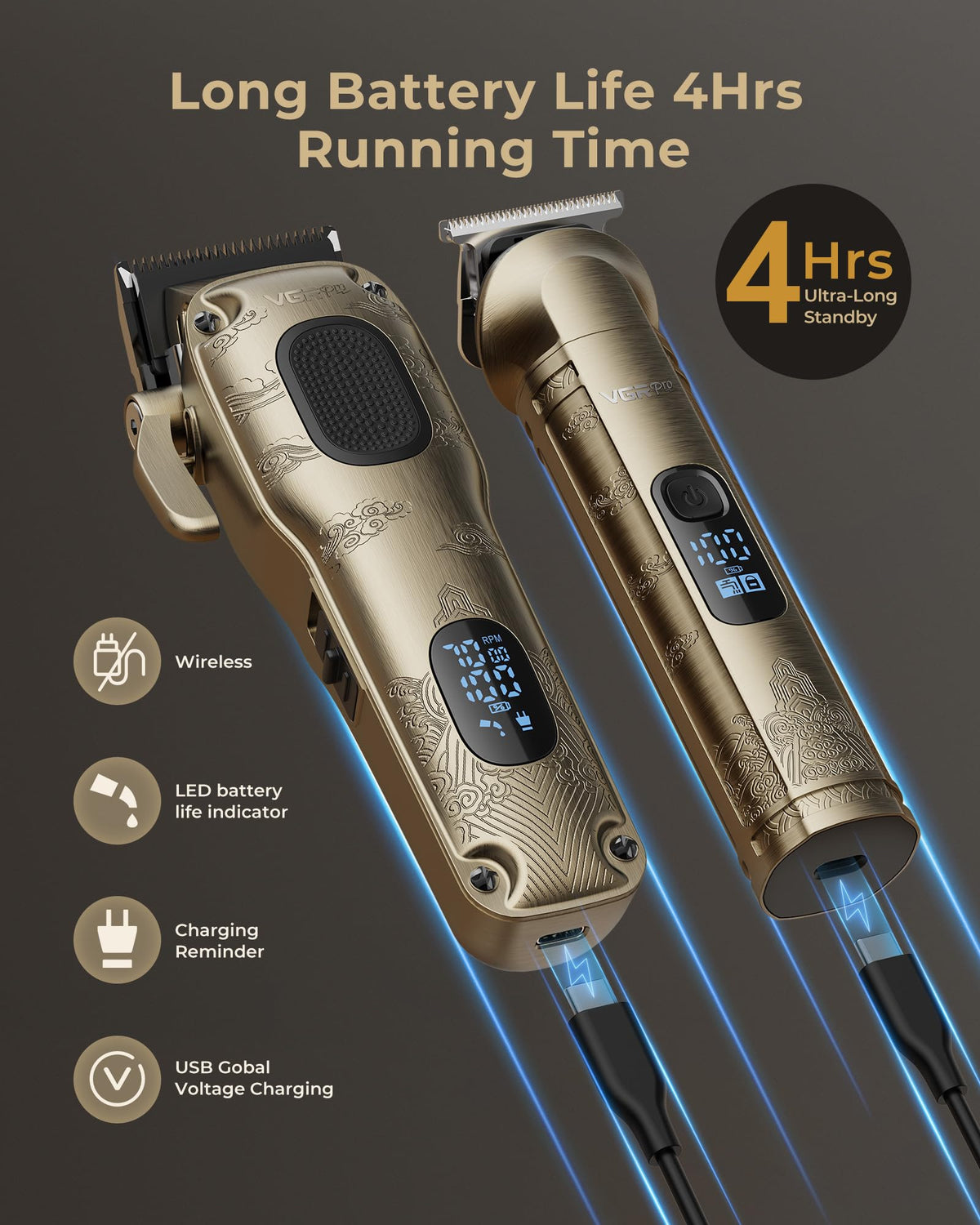 VGRPRO Hair Clippers for Men Professional, Cordless Clipper and Trimmer Set
