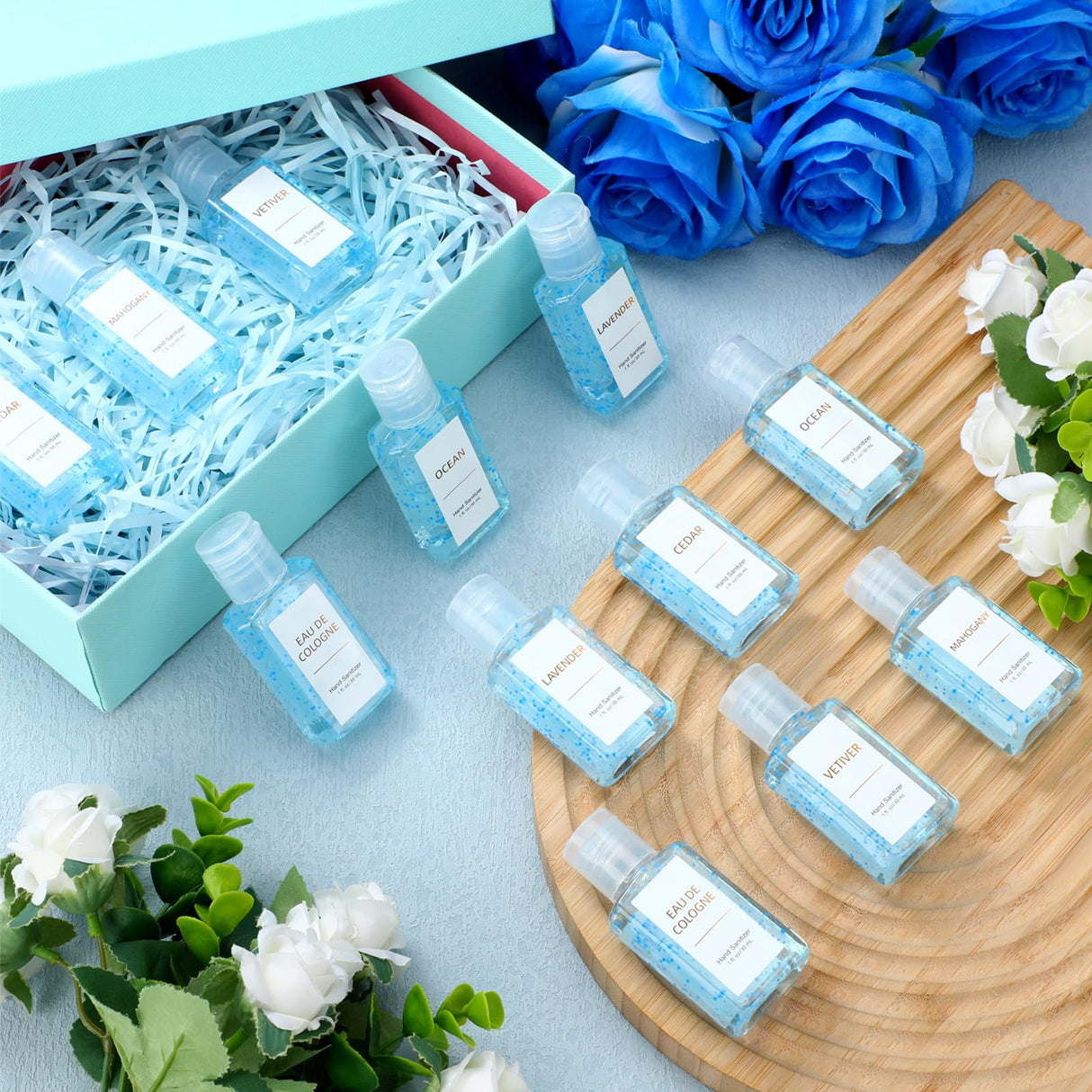 Frienda 24 Pack Mini Hand Sanitizers Bulk It's a Boy Baby Shower Hand Sanitizer Travel Size 1 oz Wedding Gift Bulk for Men Women Nurse Employee Coworker Staff Beach Ocean Party Favor