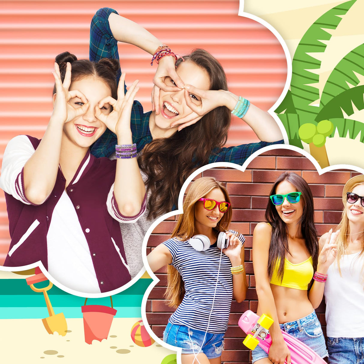 Ecation 96 Pcs Beaded Friendship Bracelets Bulk Inspirational Stretch Bracelets Y2k Colorful Cute Adjustable Jewelry for Women Summer Beach Graduation Party Favors Friend Gifts