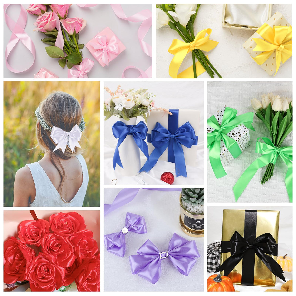 NESCCI 800 Yards Ribbon,1-1/2 Inch Satin Ribbon,Single Face Satin Ribbons, Perfect for Gift Wrapping,Wedding Decoration,Handmade Bows,Wrapping Bouquet and More