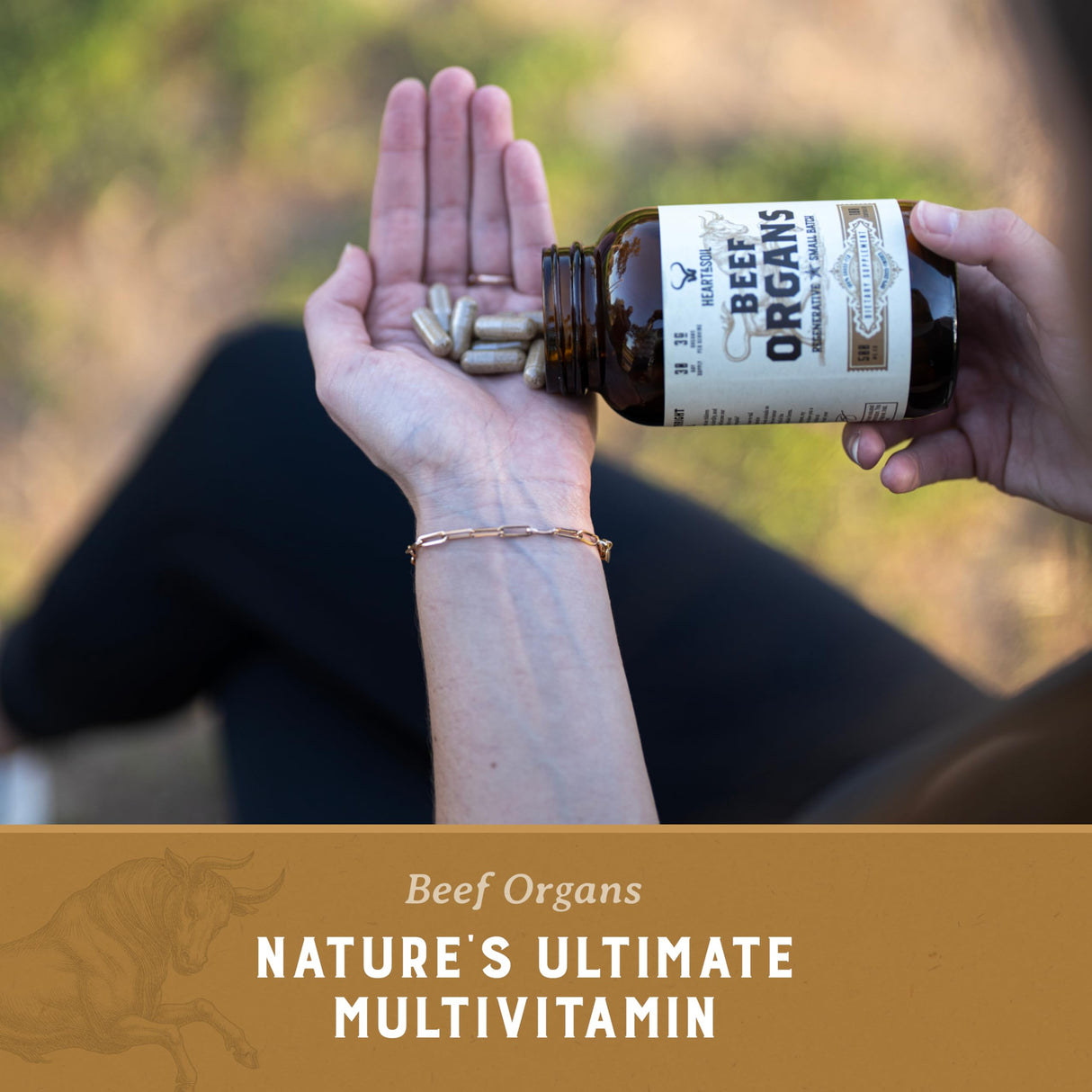 HEART & SOIL – 3000mg Grass-Fed Beef Organ Supplement for Women & Men with Liver, Heart, Kidney, Pancreas & Spleen for Full-Body Nutrition & Energy – Non-GMO, Allergen-Free – 180 Capsules