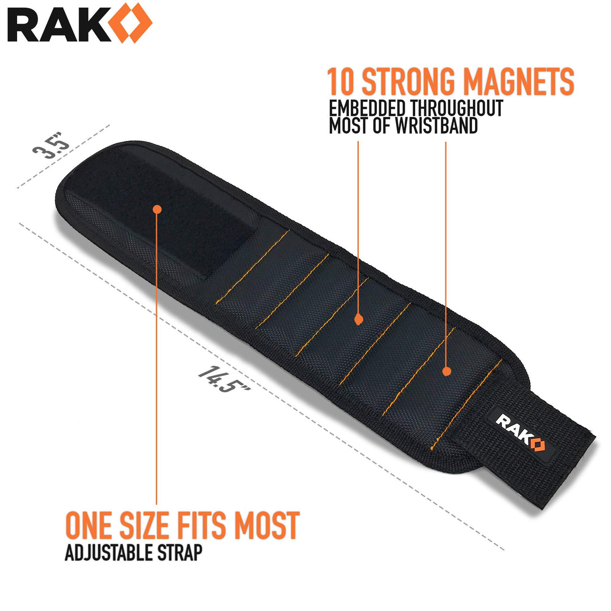 RAK Magnetic Wristband for Tools - Premium Tool Belt for Holding Screws Nails with Powerful Magnets, Birthday Gifts for Men, Cool Gadgets Stuff Gifts for Dad, Husband, Grandpa, Handyman, Him
