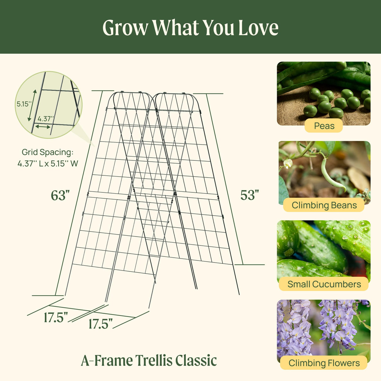 Vego Garden A-Frame Trellis Cucumber Cage for Garden & Pots, Rust-Resistant Tomato Stakes Heavy Gauge Plant Cage Trellis Support for Climbing Vegetables Plants 2 Pack