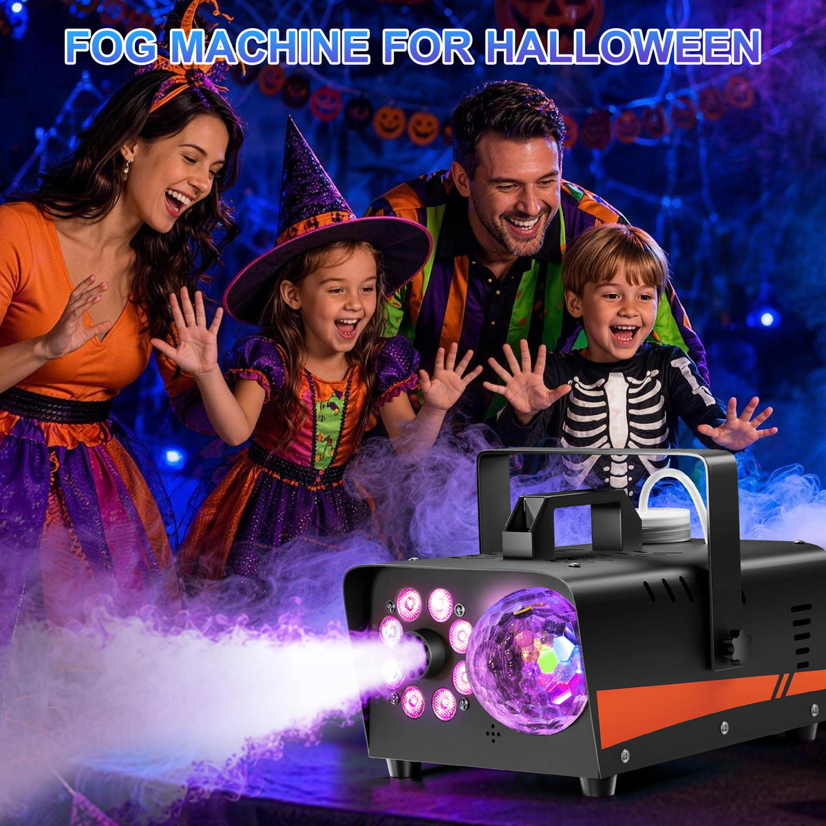 Dashsafe 1200W Fog Machine, 6000CFM for Halloween, Disco Light & Remote