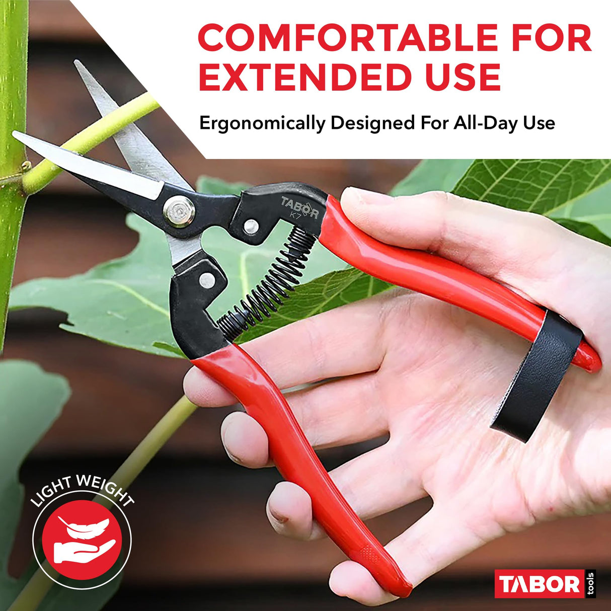 TABOR TOOLS K7A Pruning Shears with High Carbon Steel Blades, Straight Garden Snips & Pruning Scissors, Florist Shears for Deadheading, Trimming & Harvesting Herbs, Flowers, Fruits or Vegetables