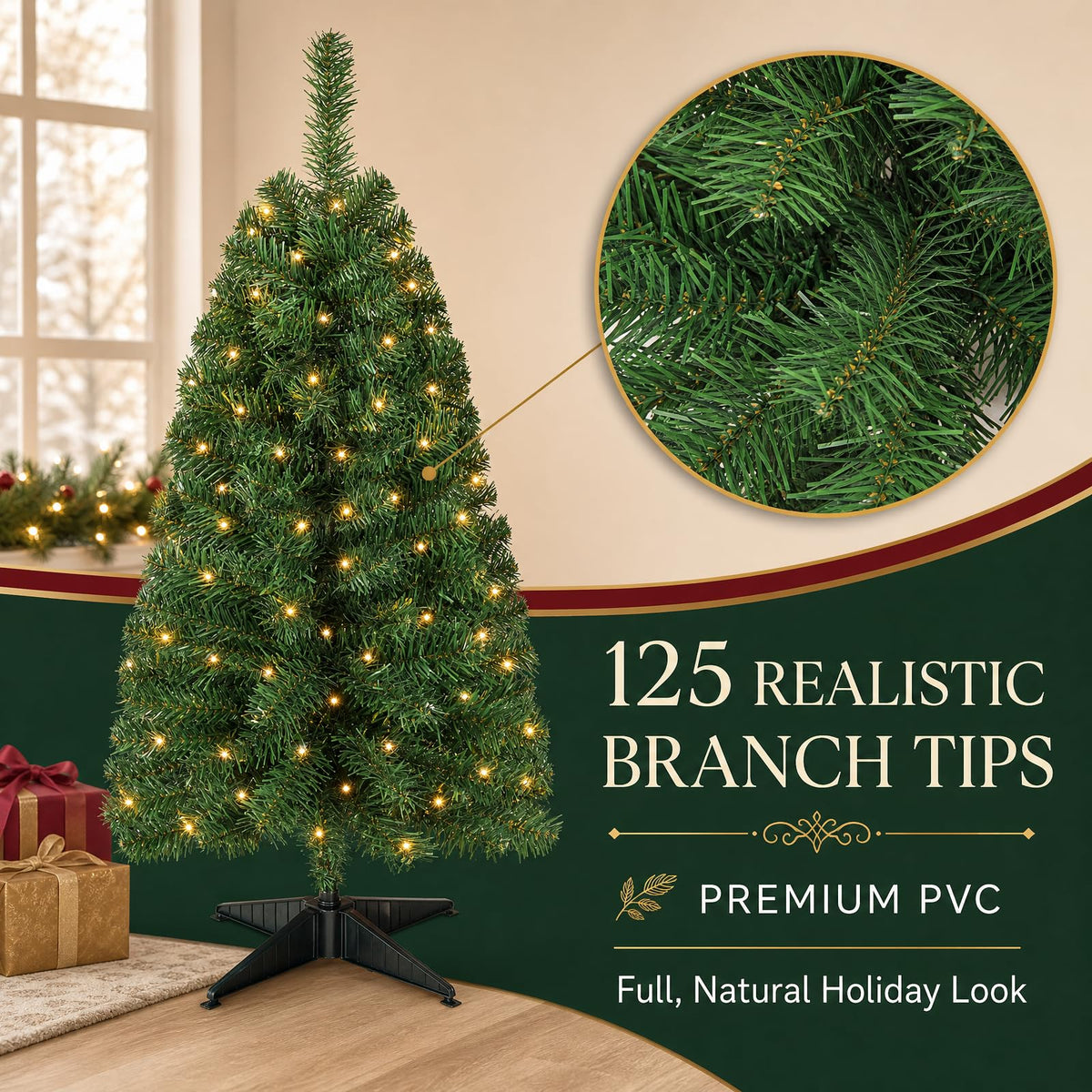 XXYYZZ 3FT Pre-lit Artificial Christmas Tree with 50 LED Lights (11 Modes)