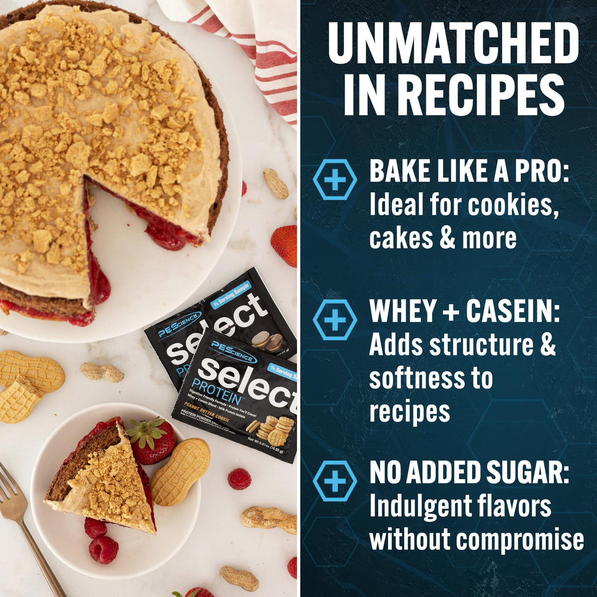 PEScience Select Protein Powder, Whey and Casein Blend, Clean Protein Powder for Women and Men, Low Calorie, Low Carb, Keto Friendly, Gluten Free, Peanut Butter Cookie, 55 Servings