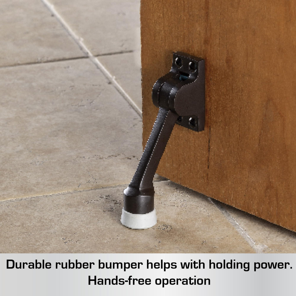 BRINKS Commercial - 4" Kick-Down Door Stop, Matte Black Finish - Non-Obtrusive Option to Protect Your Door and Walls