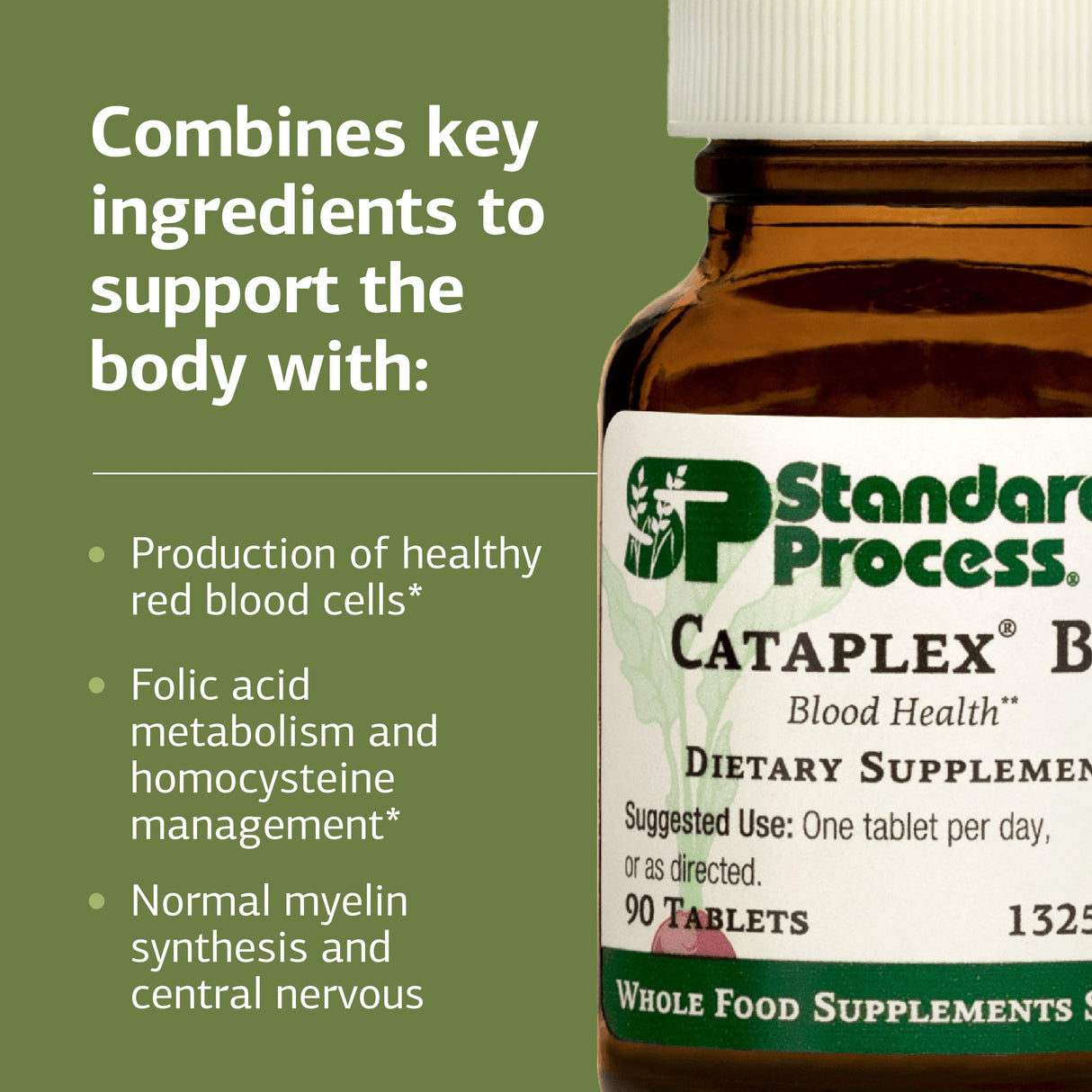 Standard Process Cataplex B12 - Vitamin B12 Supplement for Blood Health Support & Nervous System Function - B12 Vitamin Supplement for Well-Being - Gluten-Free, Non-Dairy & Non-Soy - 90 Tablets