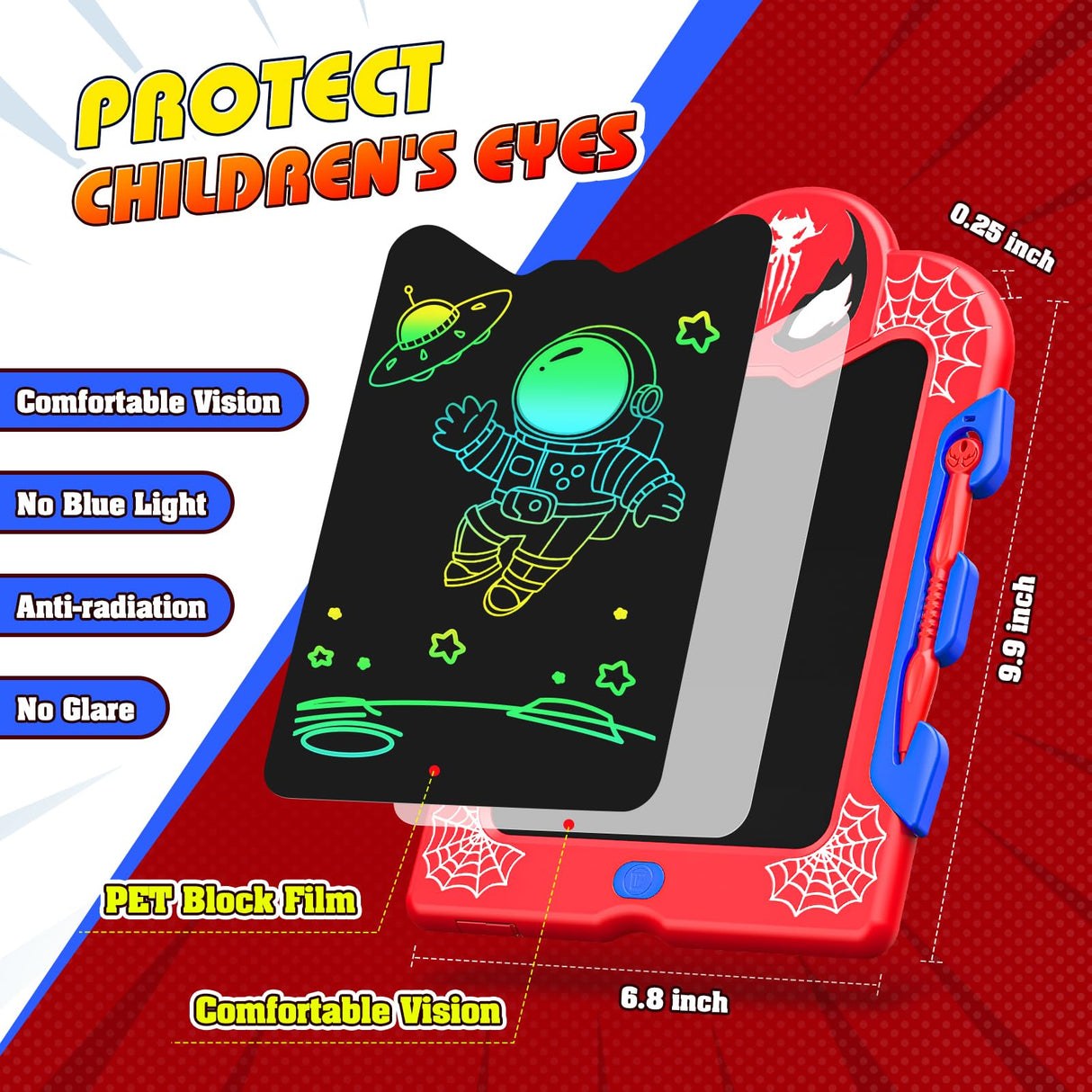 LCD Writing Tablet for Kids: Spidolapse 2 PCS Doodle Board & Drawing Pad Christmas Birthday Gift for 3 4 5 6 7 8 Year Old Boys Girls Toddler Travel Toys Stocking Stuffers for Grandkids Age 4-6