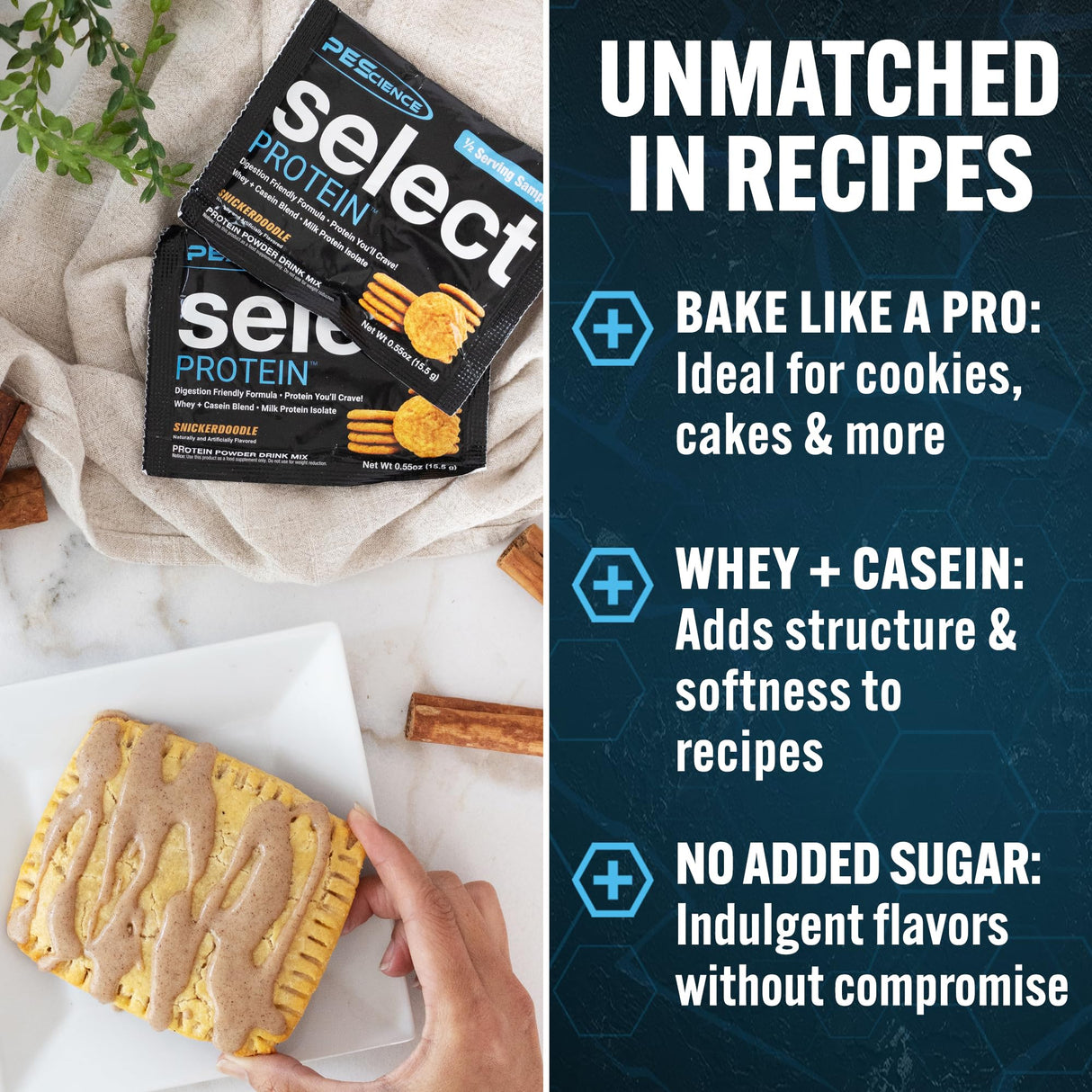 PEScience Select Protein Powder, Whey and Casein Blend, Clean Protein Powder for Women and Men, Low Calorie, Low Carb, Keto Friendly, Gluten Free, Snickerdoodle, 55 Servings