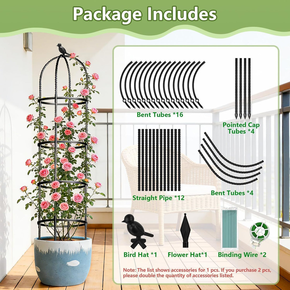 Obelisk Trellis for Garden Plants Climbing: 6ft Rustproof Metal Pipe with Plastic Coated - Potted Plant Climber Support for Outdoor Indoor Grape Vines Vegetable Fruits Flowers (2PC)