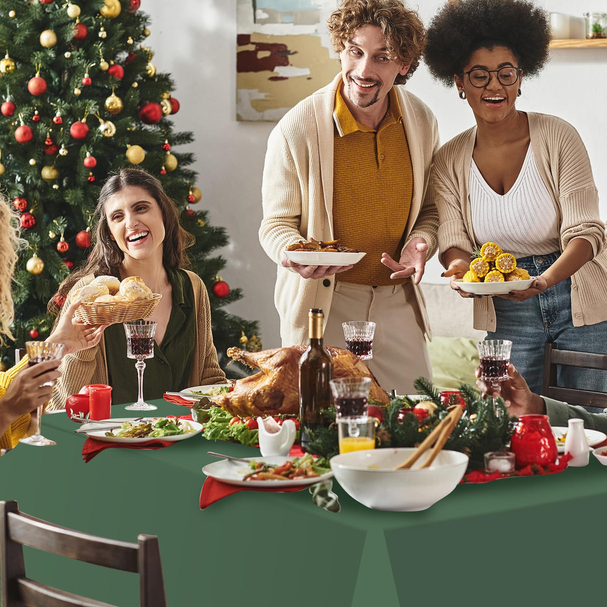 12 Pack Sage Green and Brown Plastic Tablecloth for Rectangle Tables, Safari Baby Shower Disposable Table Cover, Mallard Duck Camo Table Cloth for Jungle Forest Christmas Picnic Woodland Party Decor