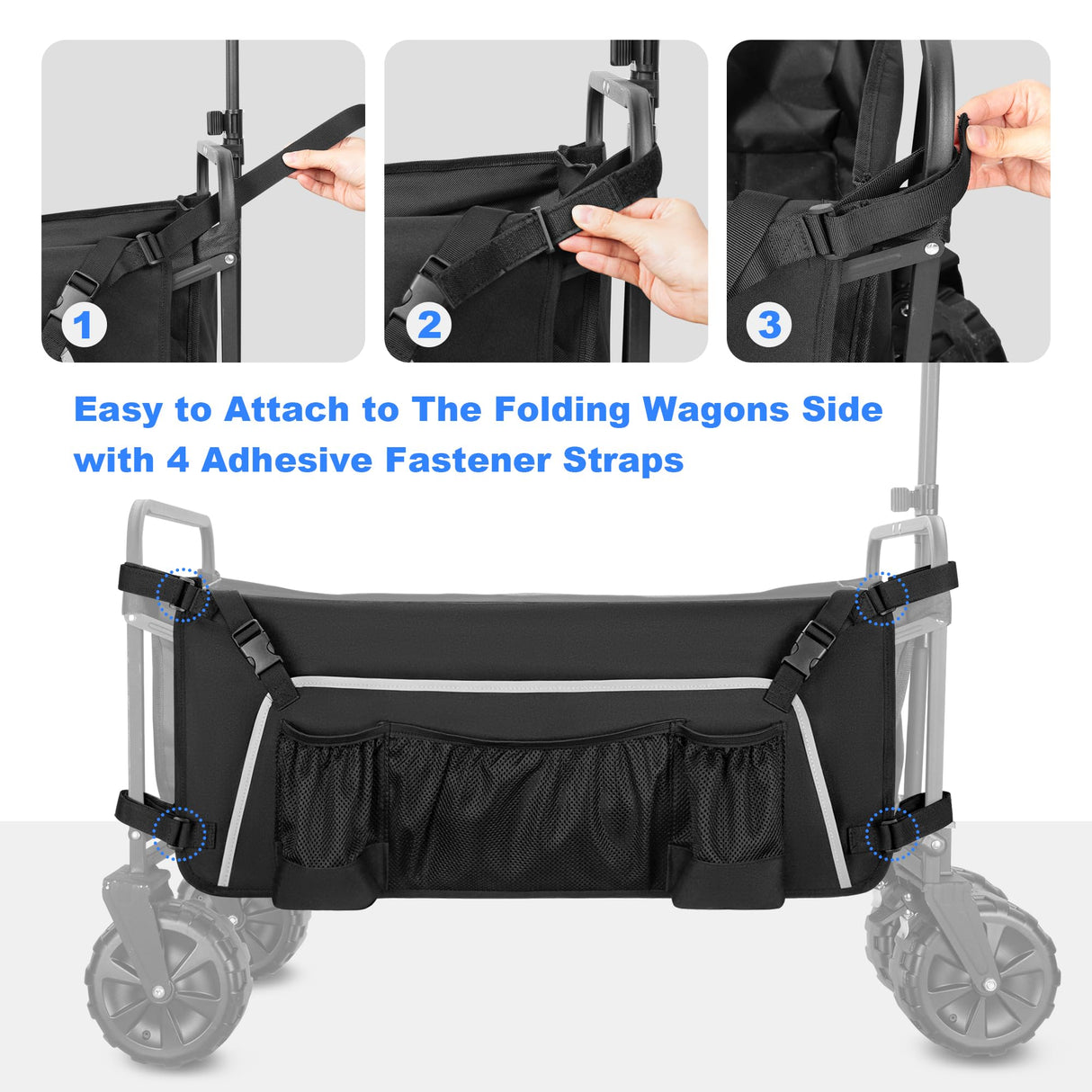Collapsible Wagon Side Pocket, Folding Wagon Cart Storage Bag