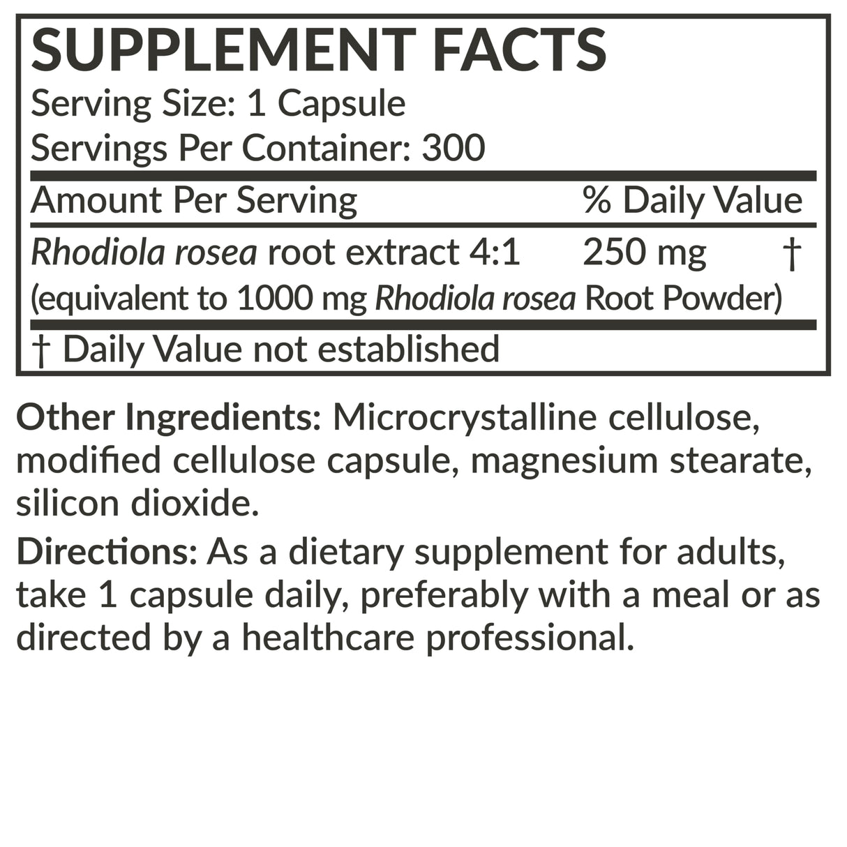 Futurebiotics Rhodiola Rosea Powder Adaptogenic Herb Vegetarian Capsules, 300 Count