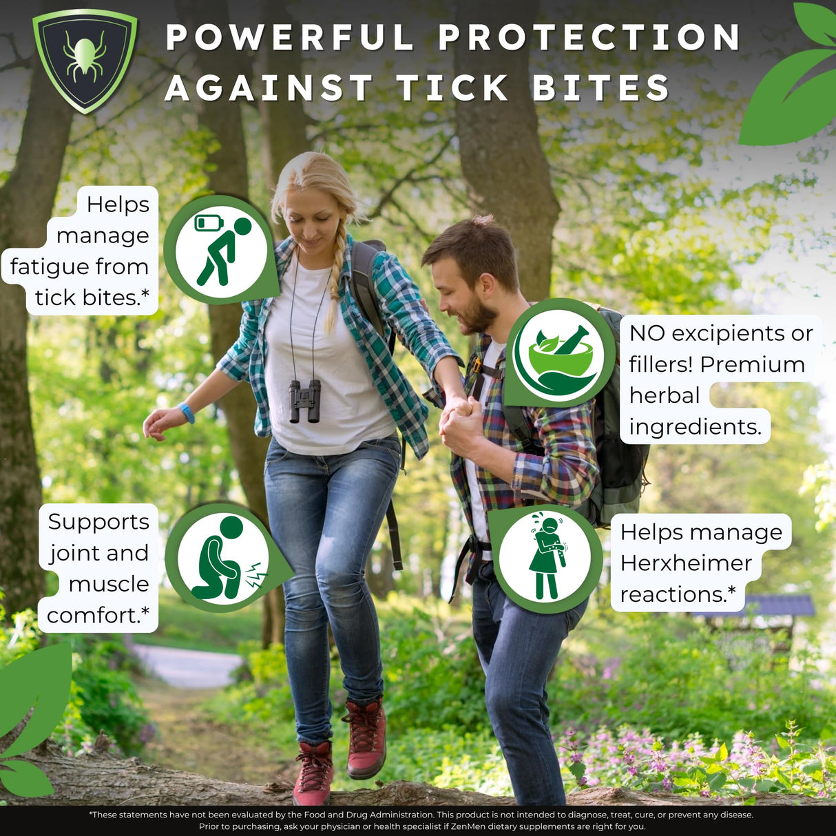 Zenmen Tick Immune Support Supplement - Improved Formula - Japanese Knotweed, Cat's Claw, Chinese Skullcap, Cryptolepis Sanguinolenta, Sweet Wormwood - 90 Vegan Capsules, Made in The USA