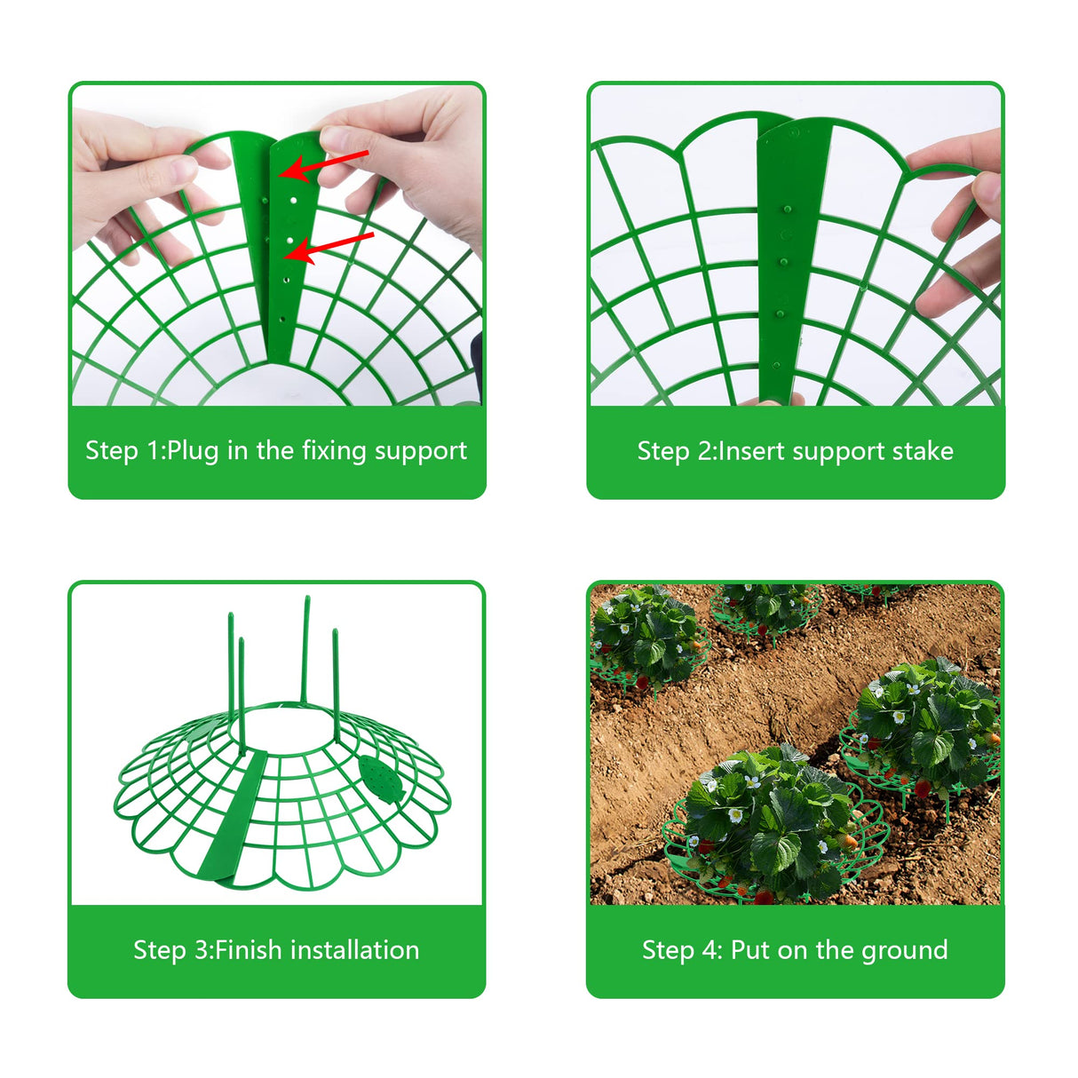 Iceyyyy 10 Pack Strawberry Plant Stand Supports-Strawberry Plant Support Stand Rack with 4 Support Feets-Growing Frame Holder Cage to Keep Berries Clean and Prevent Rot