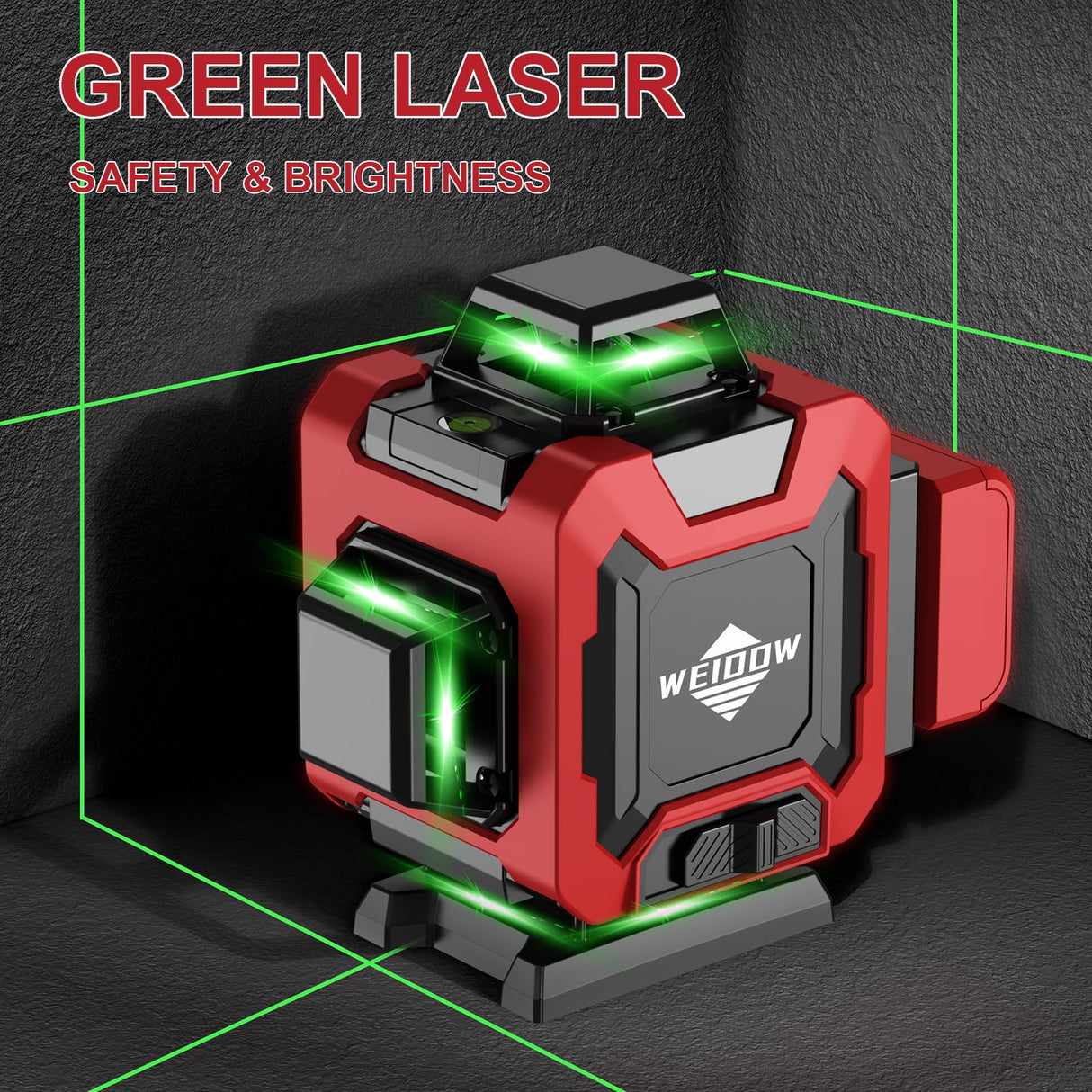weiddw Laser Level with Tripod, Self Leveling Laser Level 4x360°, Green Line Laser 4D Laser Leveler Tool with 2Pcs Lithium Batteries for Picture Hanging, Tile, Home Renovation, Indoor
