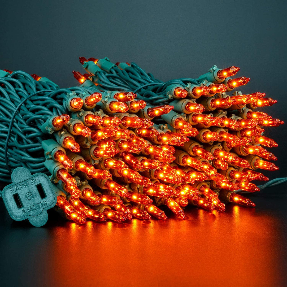 YULETIME 200 Orange Christmas Lights, Pack of 2 Sets 33 Feet 100 Count UL Certified Incandescent String Lights (Orange - Green Wire)