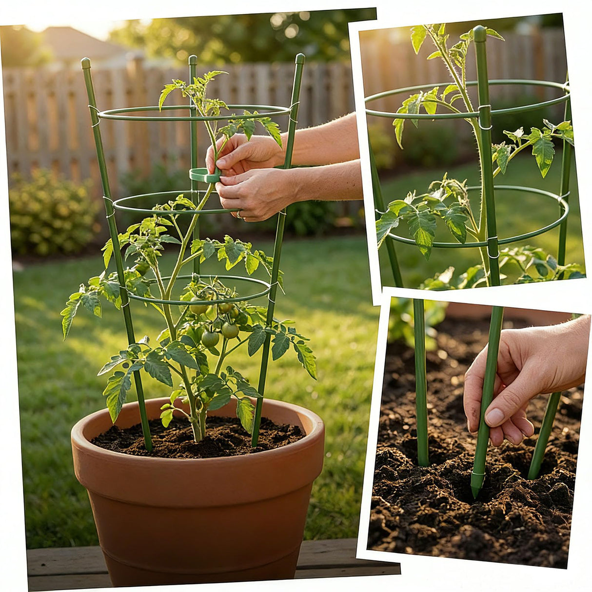 4 Pack Garden Tomato Cage for Pots, 24" Metal Tomatoes Cages Plant Support with Stable Support Rings (24")
