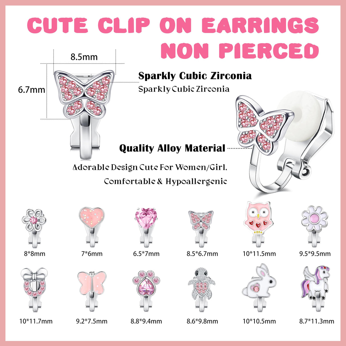 FUNRUN JEWELRY 12 Pairs Clip On Earrings for Women Non Pierced Fake Earring