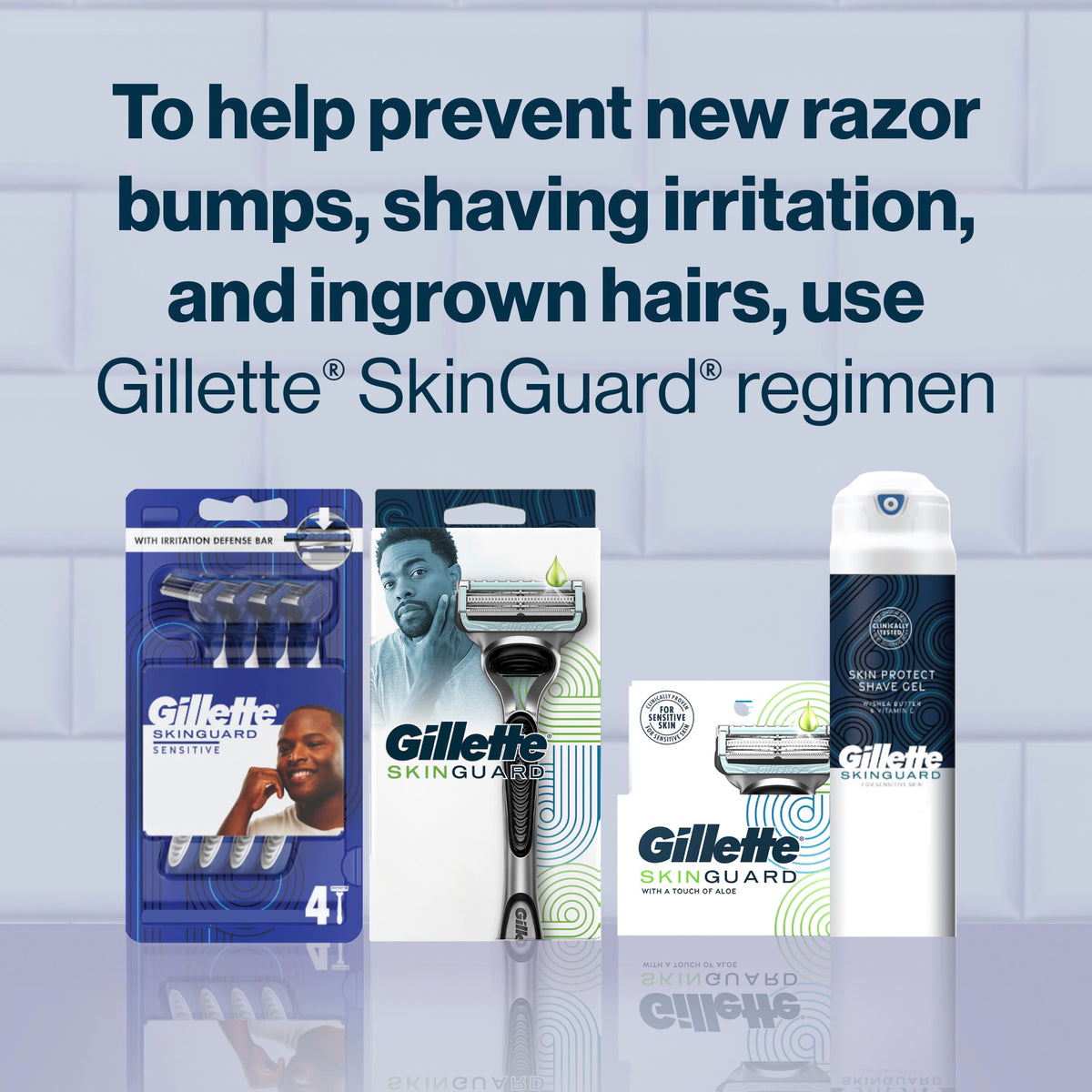 Gillette SkinGuard Razor Blade Refills for Men, 2 Blade Cartridge, SkinGuard for Sensitive Skin, Lubrication, Fits SkinGuard Razor Handles, 8 Count