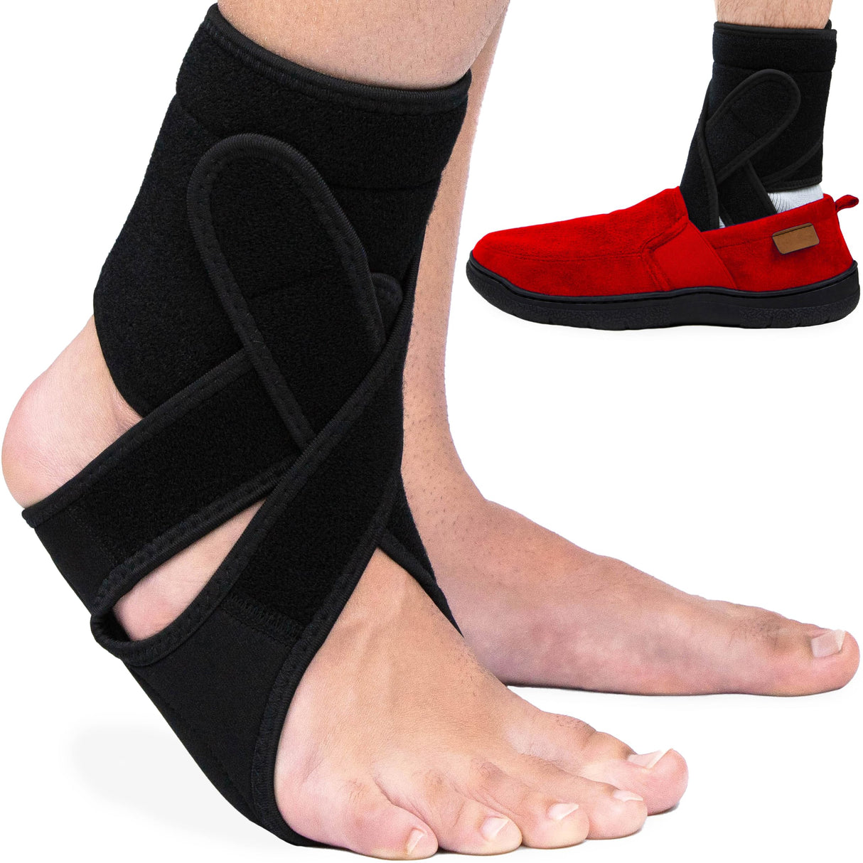 Omeer Right Foot AFO Foot Drop Brace For Walking With Shoes, Socks, Or Barefoot Provides Foot Drop Support For Men Or Women And Also Provides Plantar Fasciitis Relief