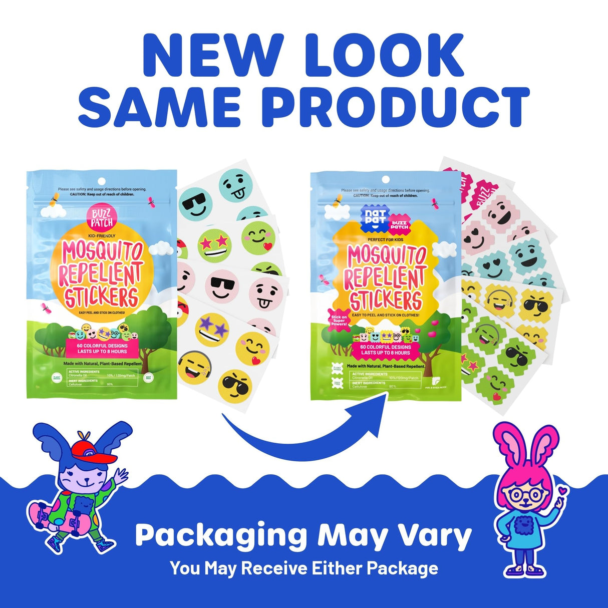 NATPAT Buzz Patch Mosquito Patch Stickers for Kids (3 pack, 180 stickers) - The Original All Natural Citronella Essential Oil Insect Patch, Plant Based Ingredients, Non-Toxic, DEET Free, for Toddlers,