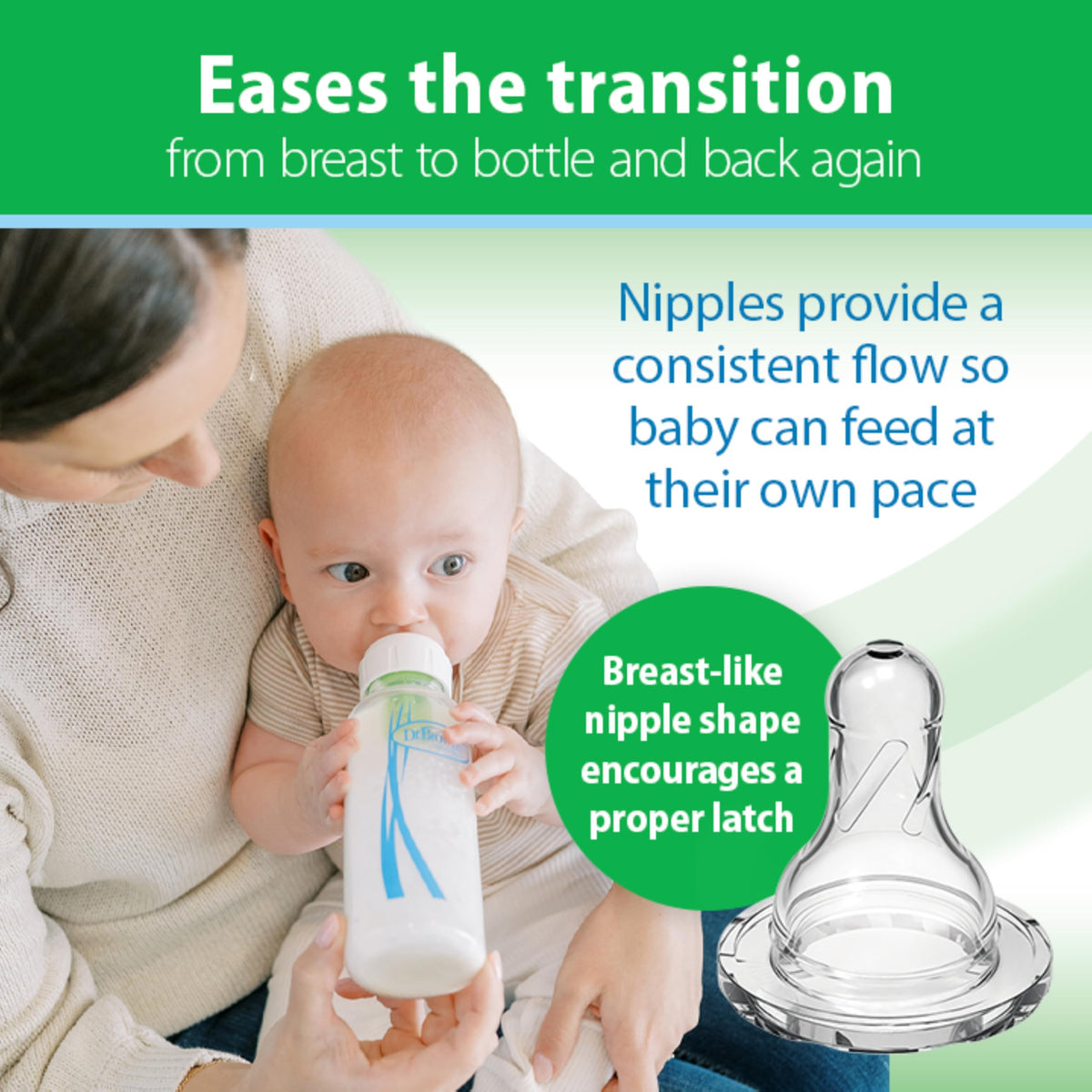 Dr. Brown's Anti-Colic Options+ Narrow Glass Baby Bottle, 8 oz/250 mL, with Level 1 Slow Flow Nipple, BPA-Free, 0m+, 4 Pack