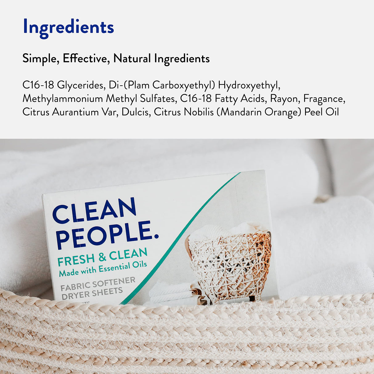 The Clean People Fabric Softener Sheets - Dryer Sheets - Softens & Removes Static - Vegan Laundry Softener With Essential Oils - Fresh 360 Pack