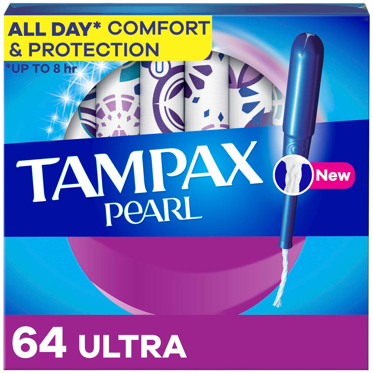 Tampax Pearl Tampons Ultra Absorbency with BPA-Free Plastic Applicator and LeakGuard Braid, Unscented, 32 Count x 2 Packs (64 Count Total)