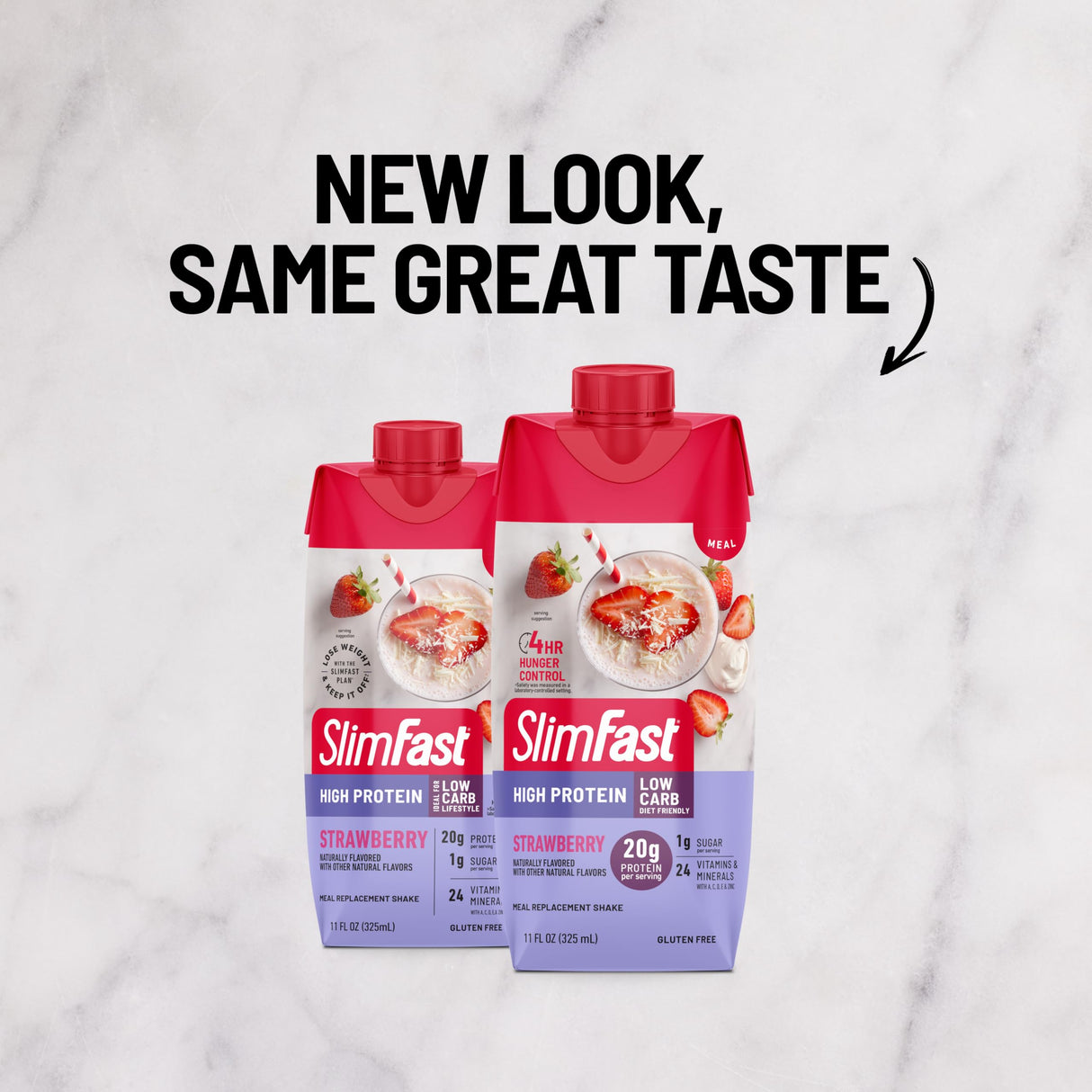 SlimFast Protein Shake, Strawberry- 20g Protein, Meal Replacement Shake Ready to Drink, High Protein with Low Carb and Low Sugar, 24 Vitamins and Minerals, 12 Count (Pack of 1) (Packaging May Vary)