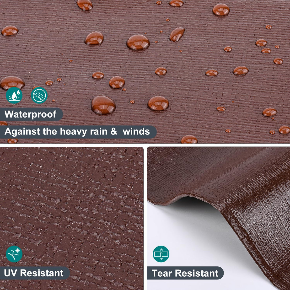 Patiobay Tarp 8x10FT, 14 Mil Large Tarps Heavy Duty Waterproof with Grommets Every 23.6", 420D Thick Plastic Tarp, UV Resistant Tear&Fade Resistant, Reinforced Edges for Outdoor Pool Camp Tent