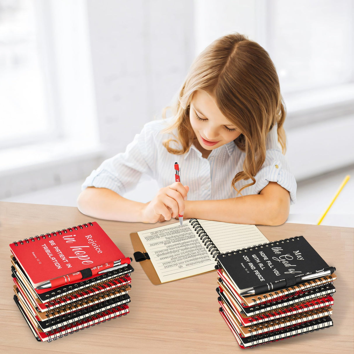 INSADA Christian Prayer Journal Spiral Notebooks Bulk with Pens - Small Notepads (4.13”x5.43”) - Christmas Gifts for Women men,Church Members & Bible Study Groups (30 sets multicolor)