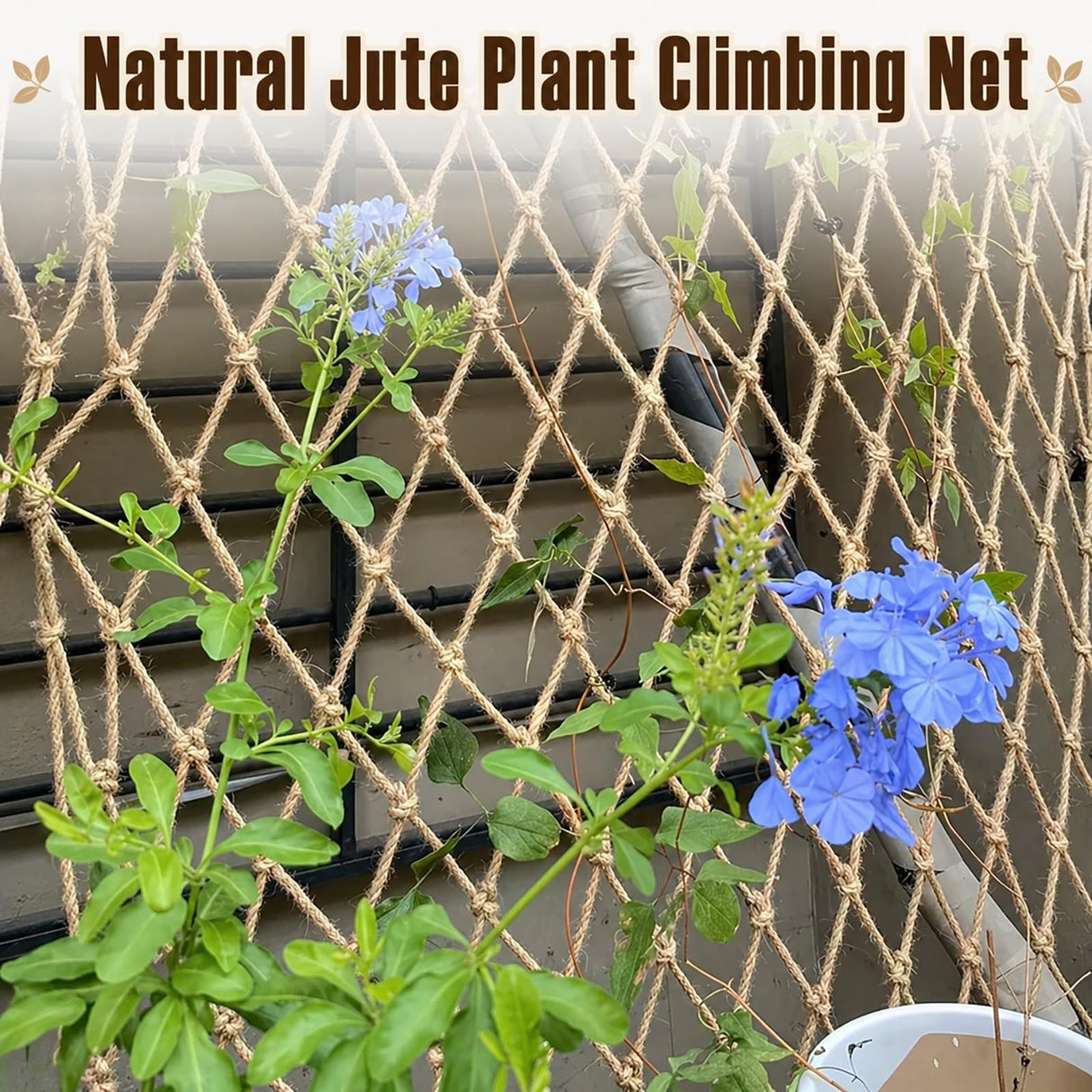 Jute Trellis Netting for Climbing Plants, Heavy Duty Jute Plant Support Net Natural Jute Hemp Rope Net with 5.9 inch Mesh for Climbing Vine Vegetables Cucumber, Tomatoes, Peas (6.5 * 16.5 FT)