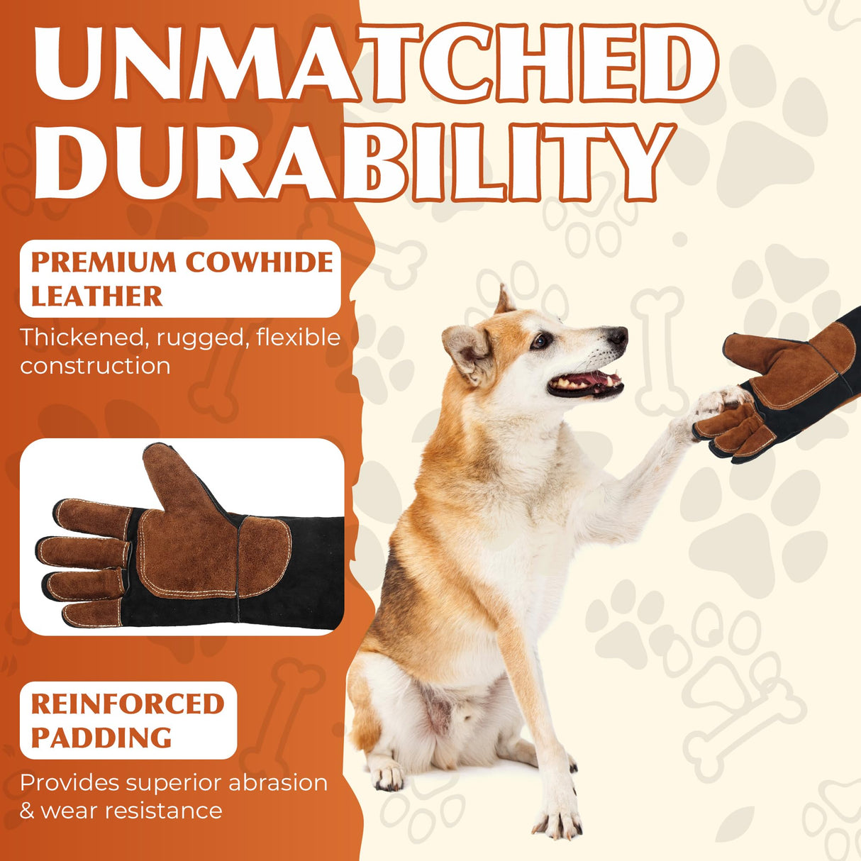 HANDLANDY Animal Handling Gloves, 24 Inches Bite-Proof, Scratch-Resistant, Pet Gloves for Dogs, Cats, Falconry, Gardening (Black Brown)