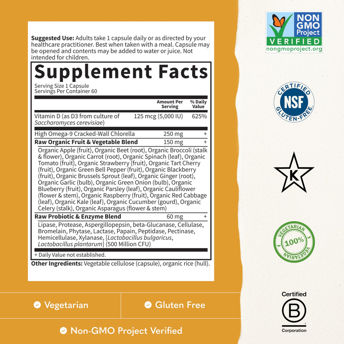 Garden of Life Vitamin Code Raw D3 5000 IU, 60 Vegetarian Capsules